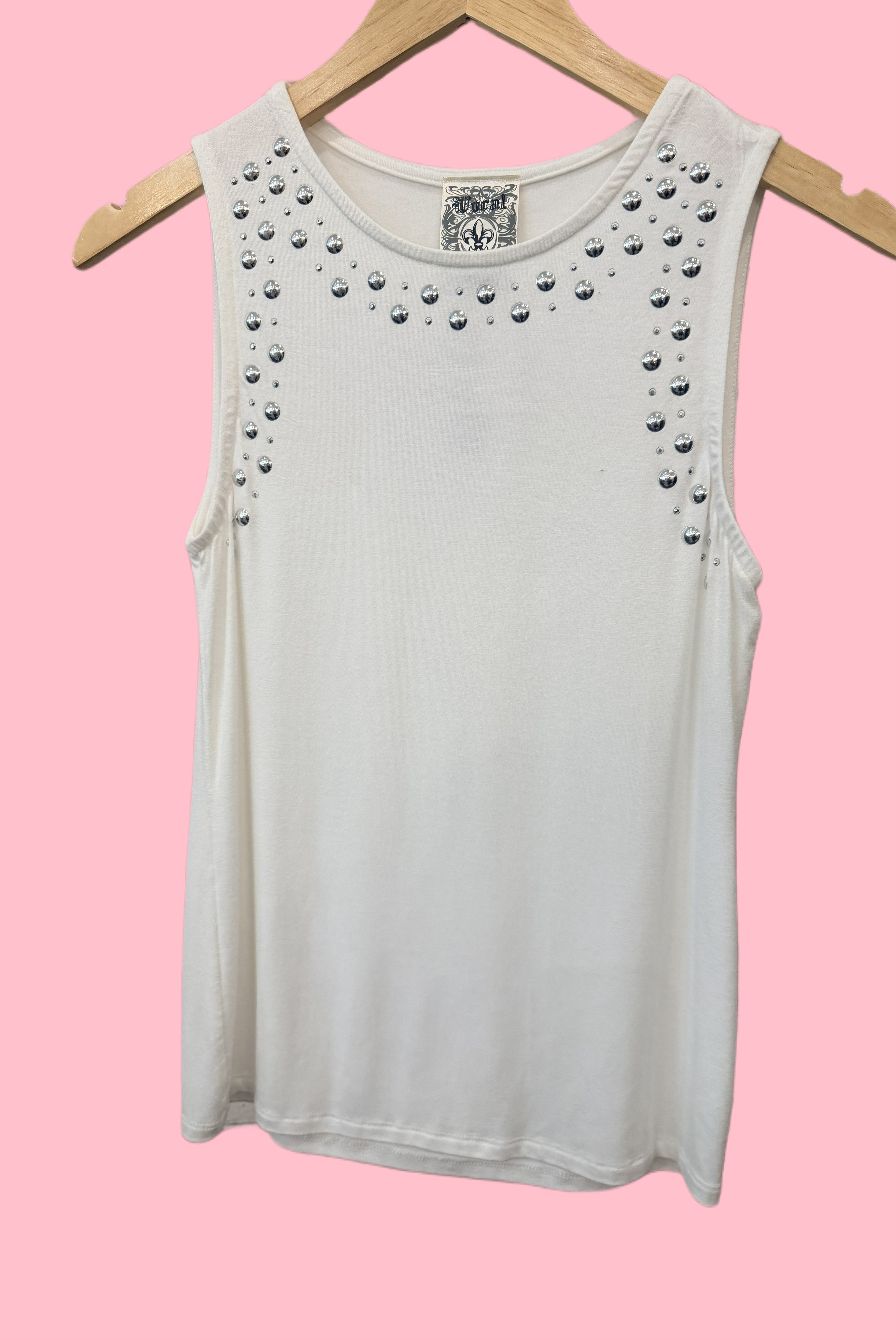 White tank top with studs