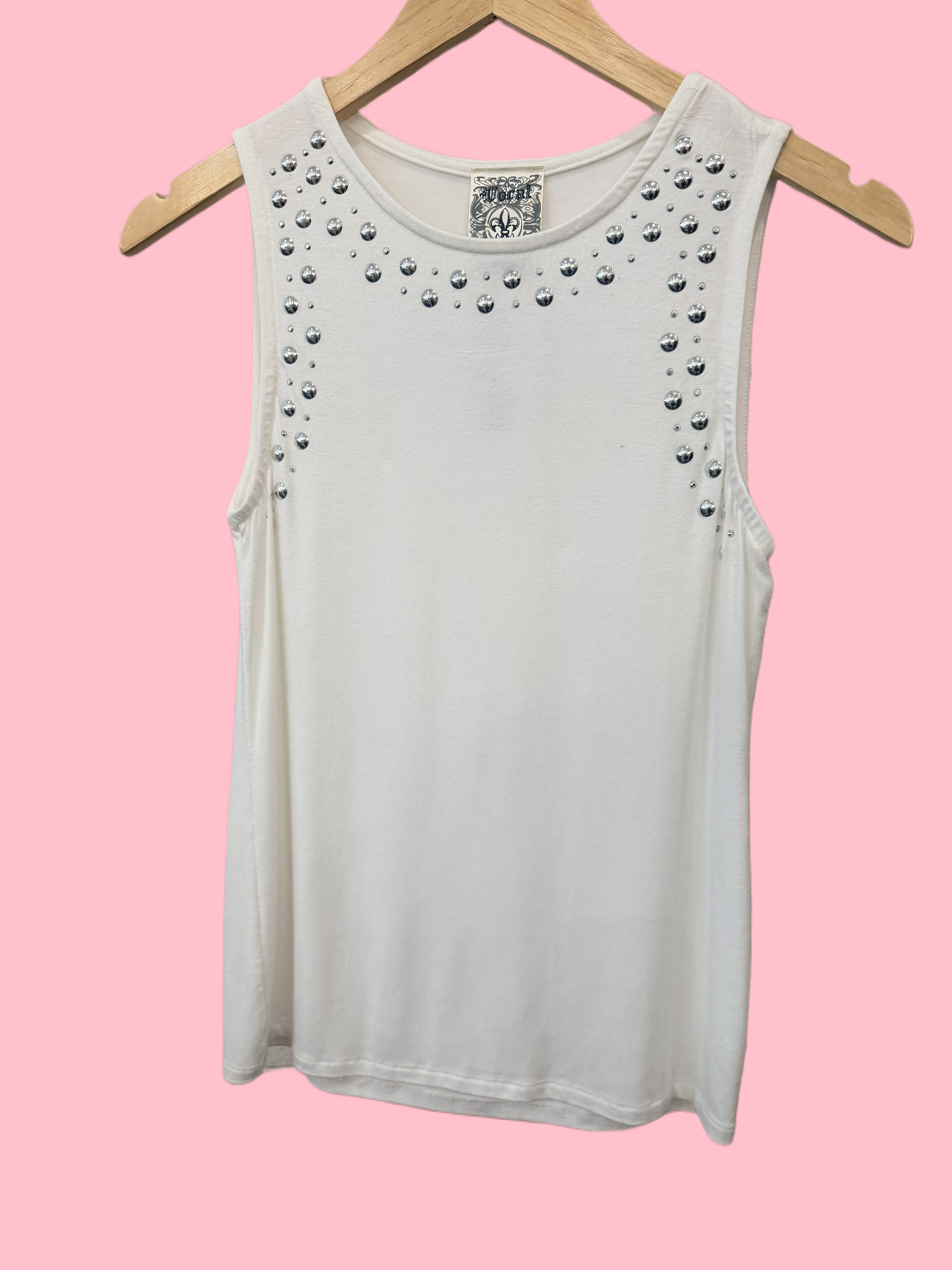 White tank top with studs