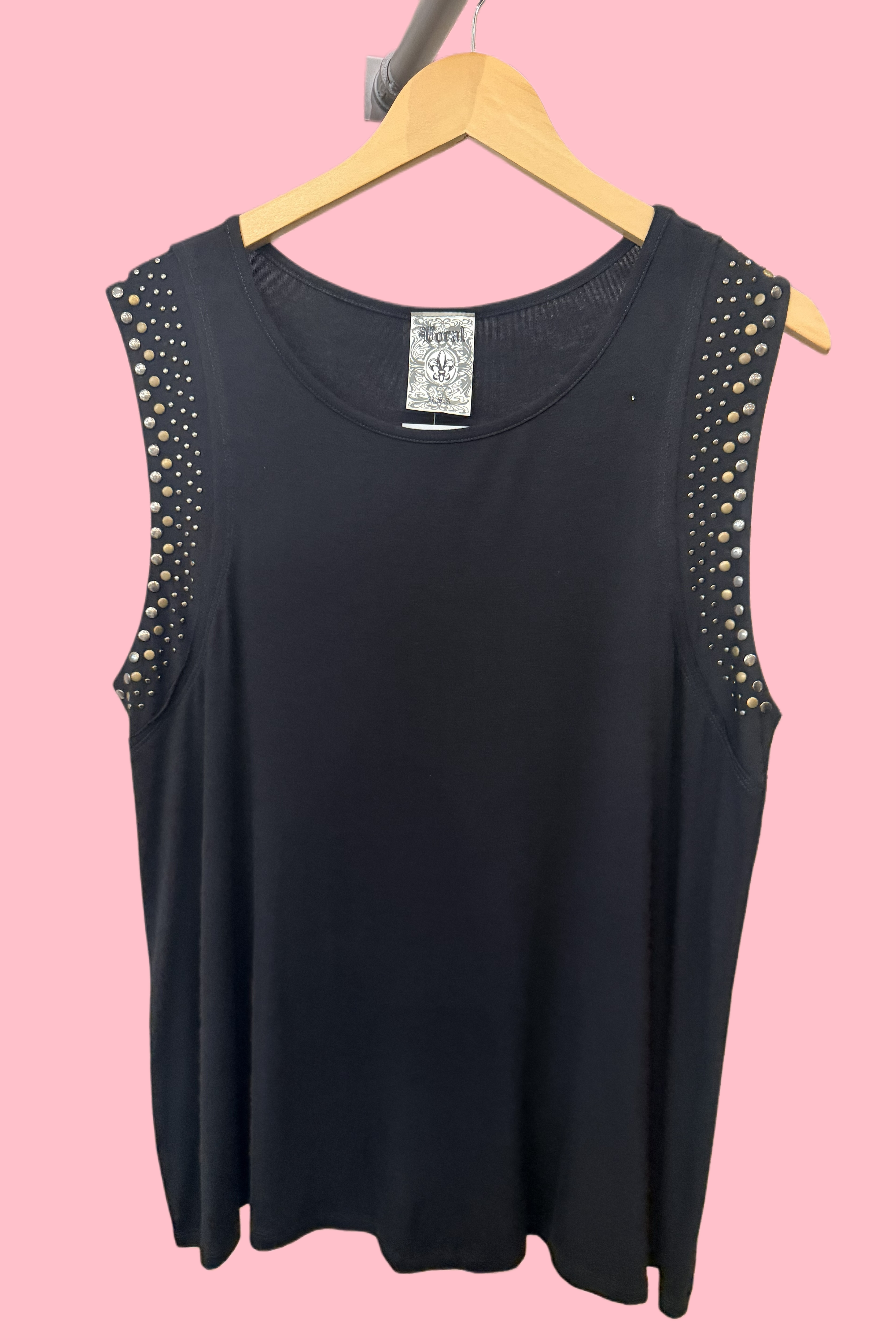 Black tank top with stud details