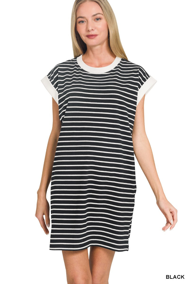 Black and white banded dress