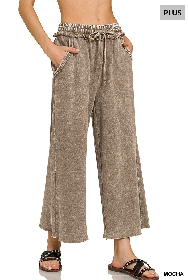 Mocha wide-leg pants with drawstring waist