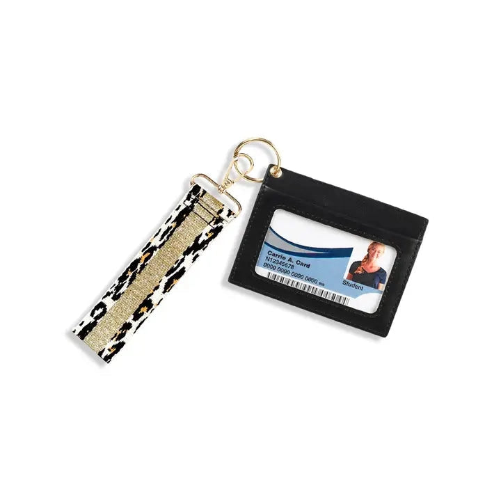 Black wristlet on white background