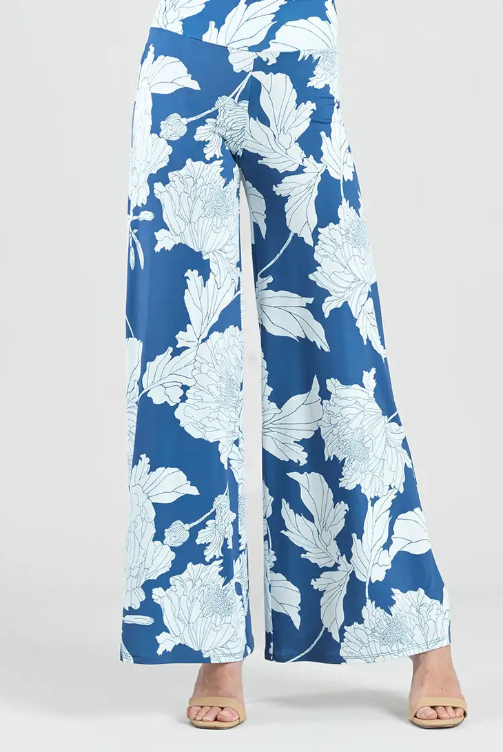 Blue Palazzo pants with white flowers