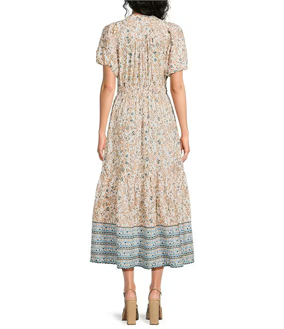 Back of Woman wearing a floral dress 