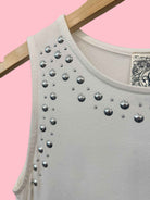 White tank top with silver studs 