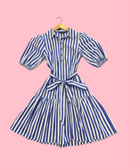 Blue and white striped dress