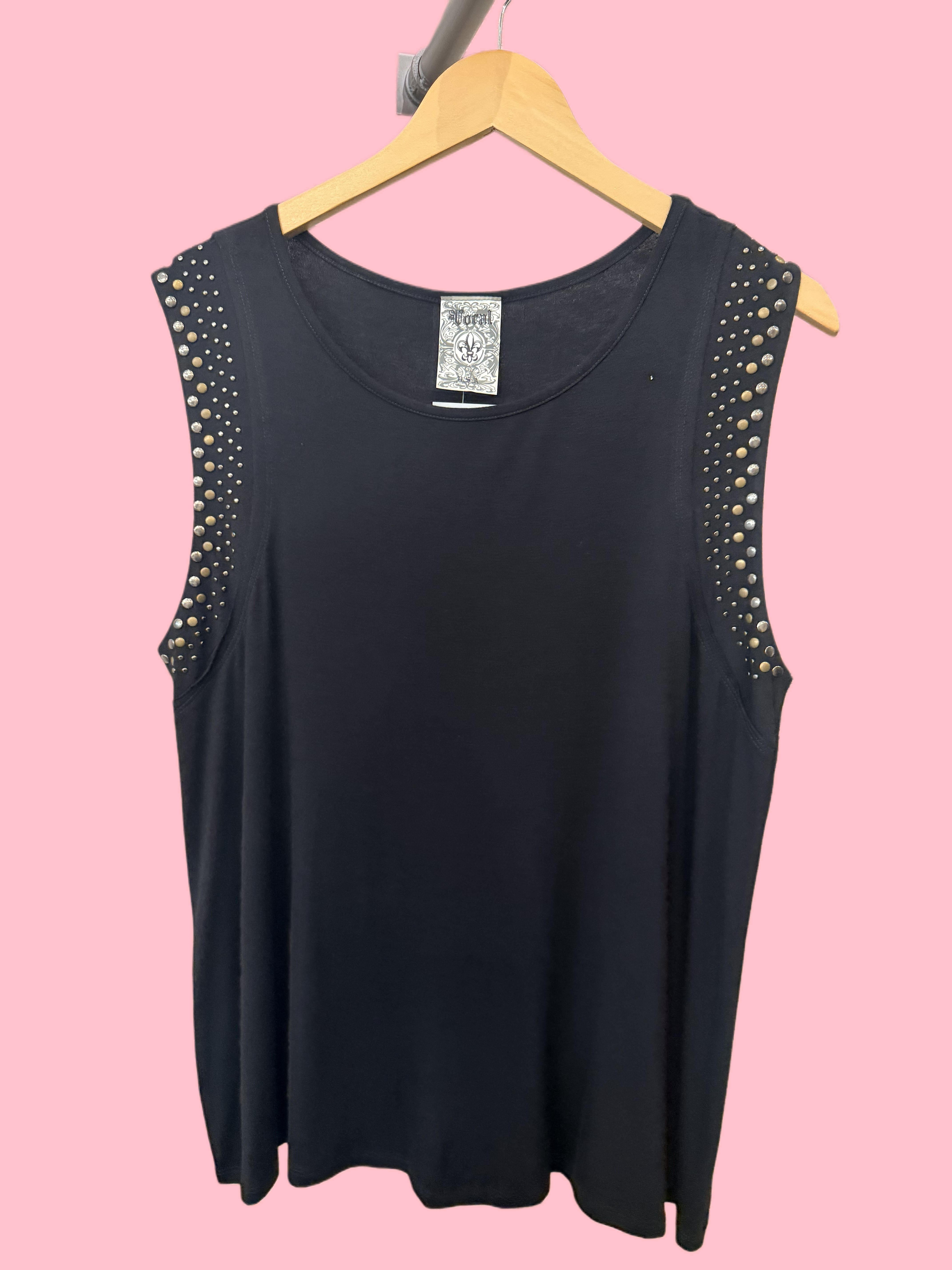 Black tank top with stud details