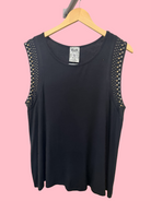 Black tank top with stud details