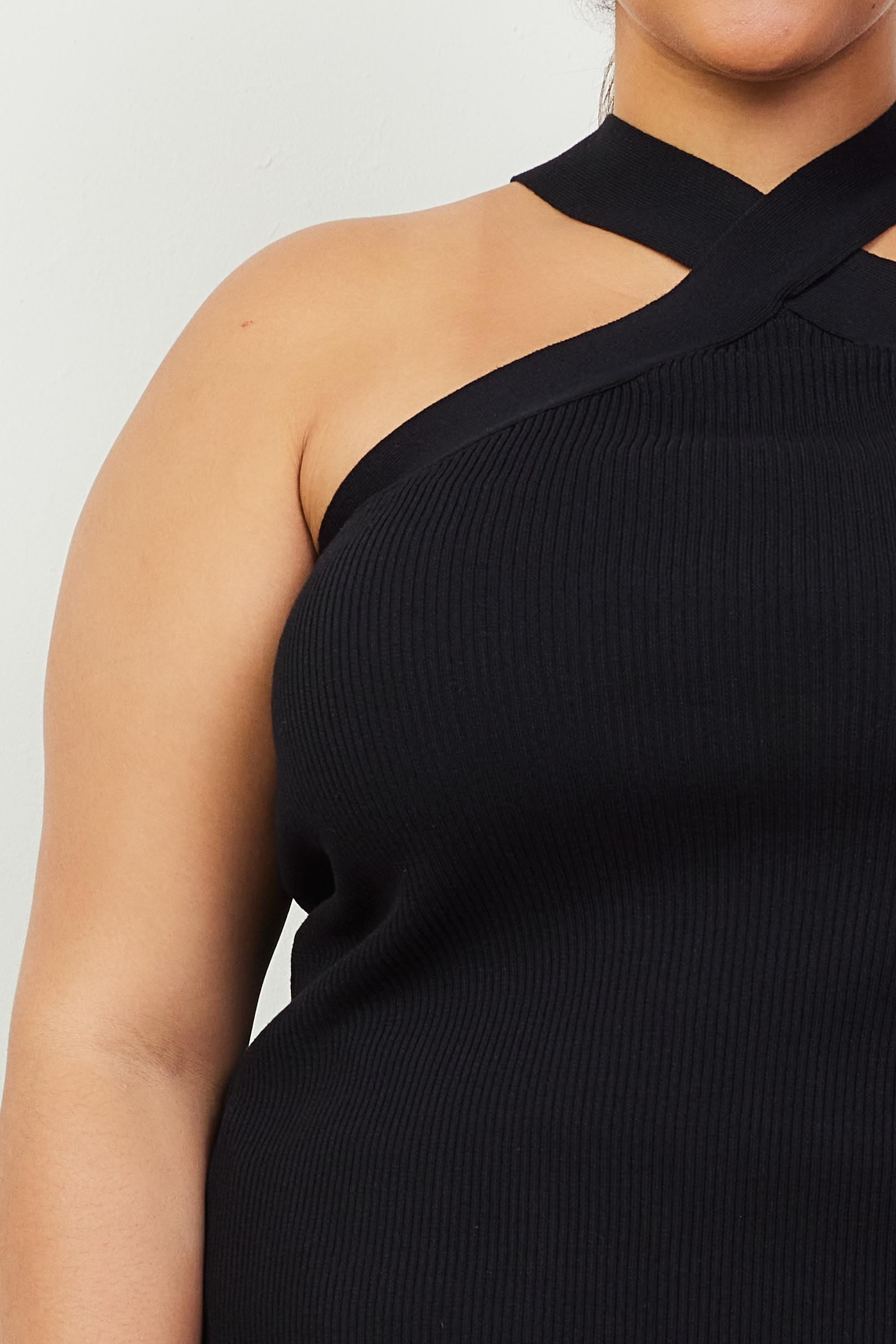 Black crossed neck top 