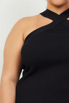 Black crossed neck top 