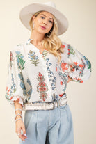 Woman wearing a floral top