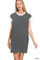 Black and white banded dress