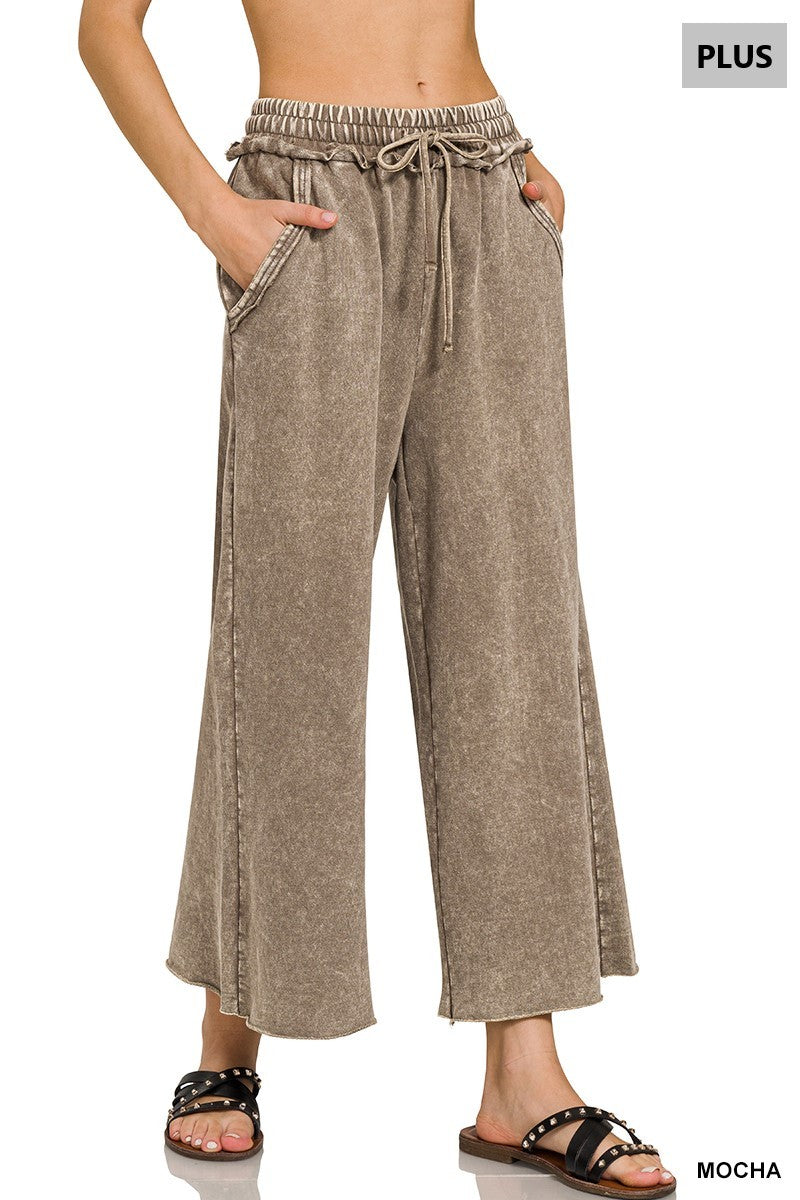 Mocha wide-leg pants with drawstring waist 