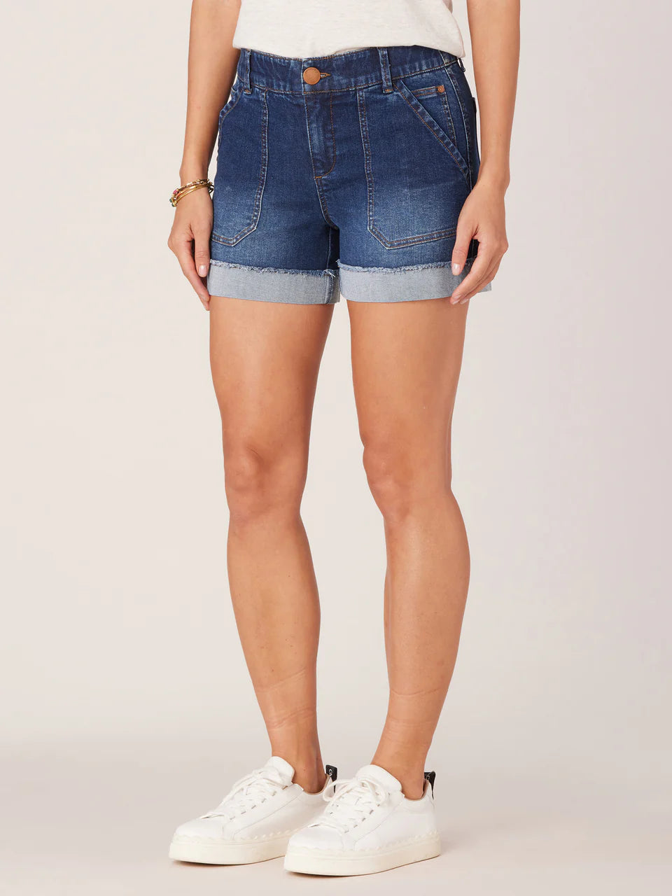 Jean shorts on white background