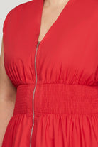 Red dress with a zipper detail