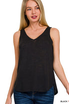 Black v neck swing tank top 
