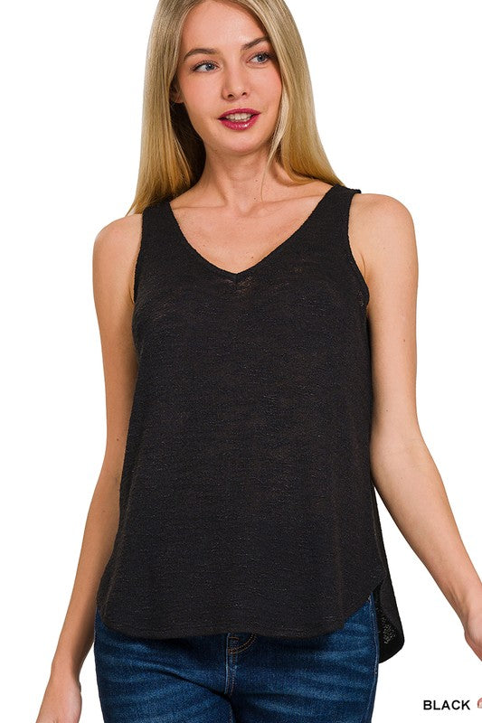 Black v neck swing tank top 