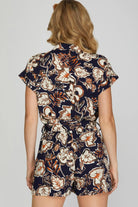 Back view of Navy floral romper