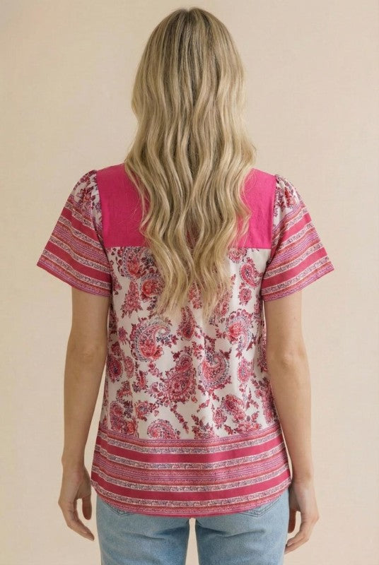 Back of bohemian top with jeans 