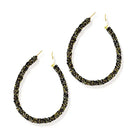 Black and gold earrings on a white background 