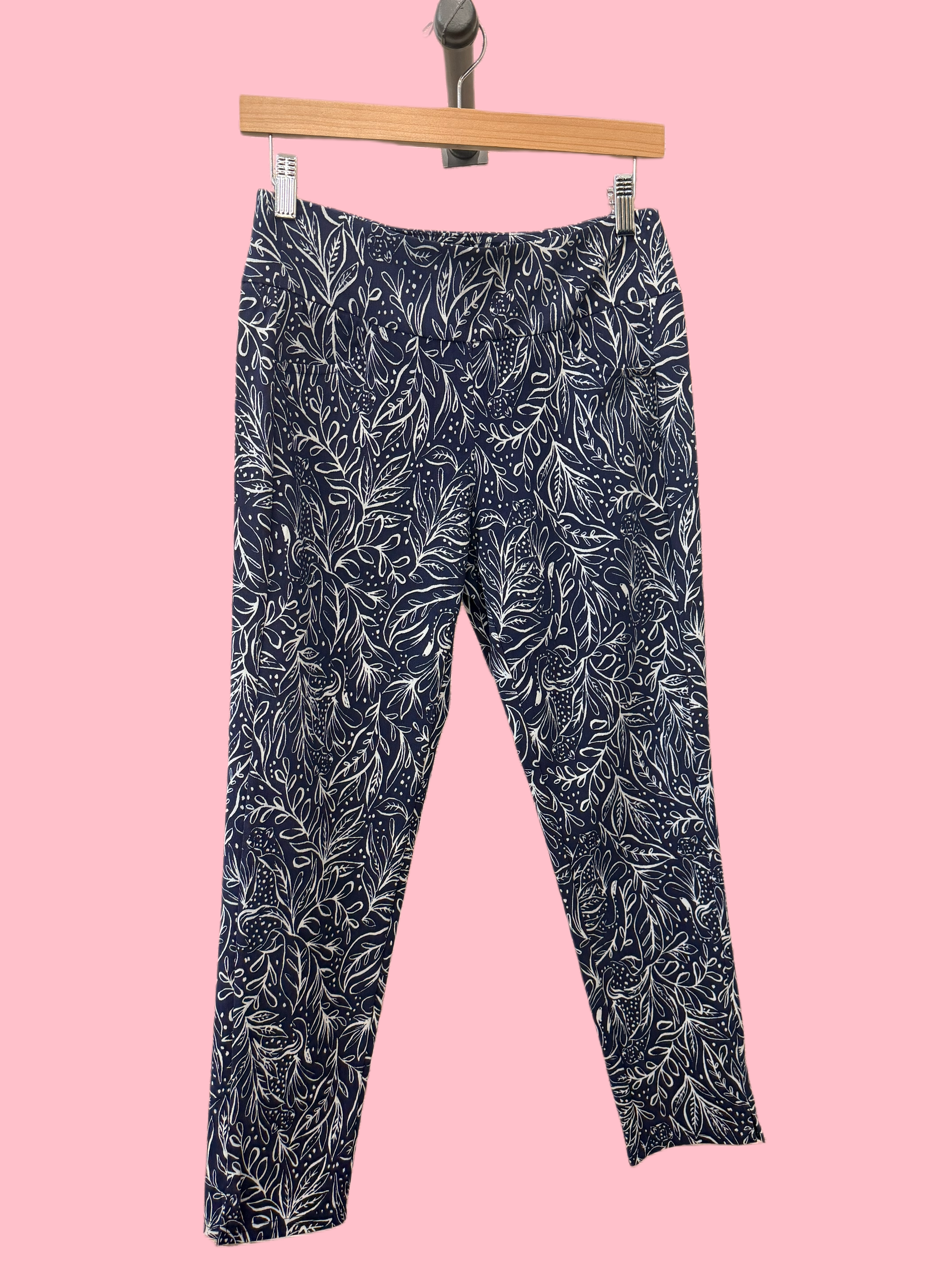 Navy blue pants with white details