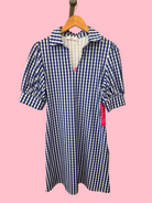 Blue and white checkered dress 