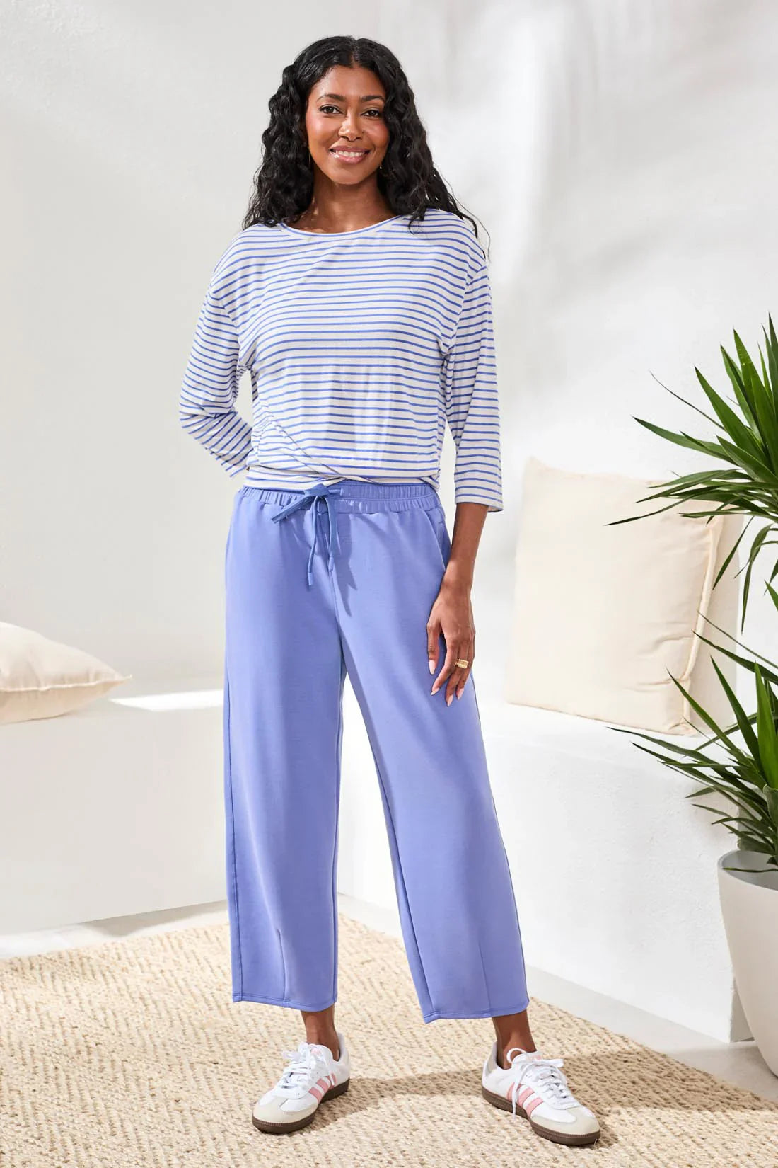 Woman wearing a striped top 