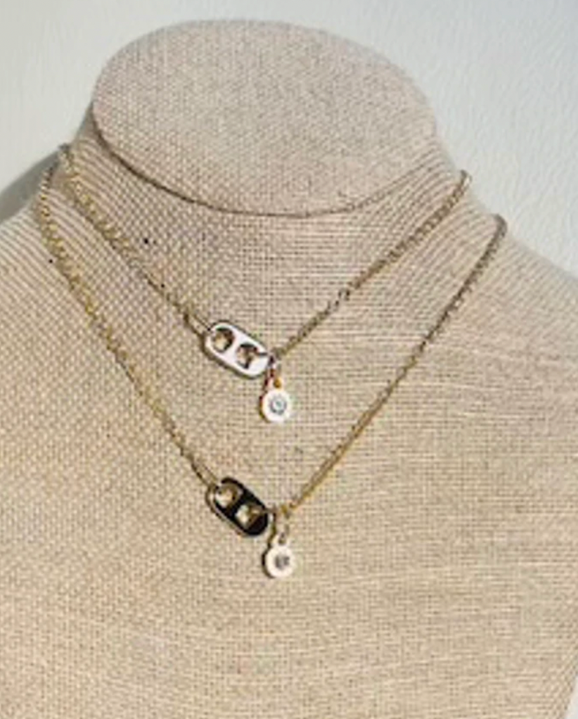 Mac and Me Small Cutout Soda Pop Tab 15"-17" Adjustable Chain Necklace with Signature Stone - mainstream-stjohns